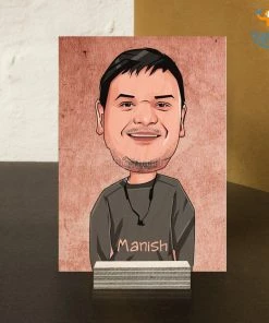 Chitra Chaya Personalized Caricature Wooden Portrait | COD Not Available