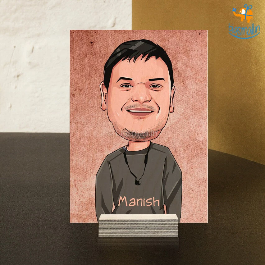 Chitra Chaya Personalized Caricature Wooden Portrait | COD Not Available