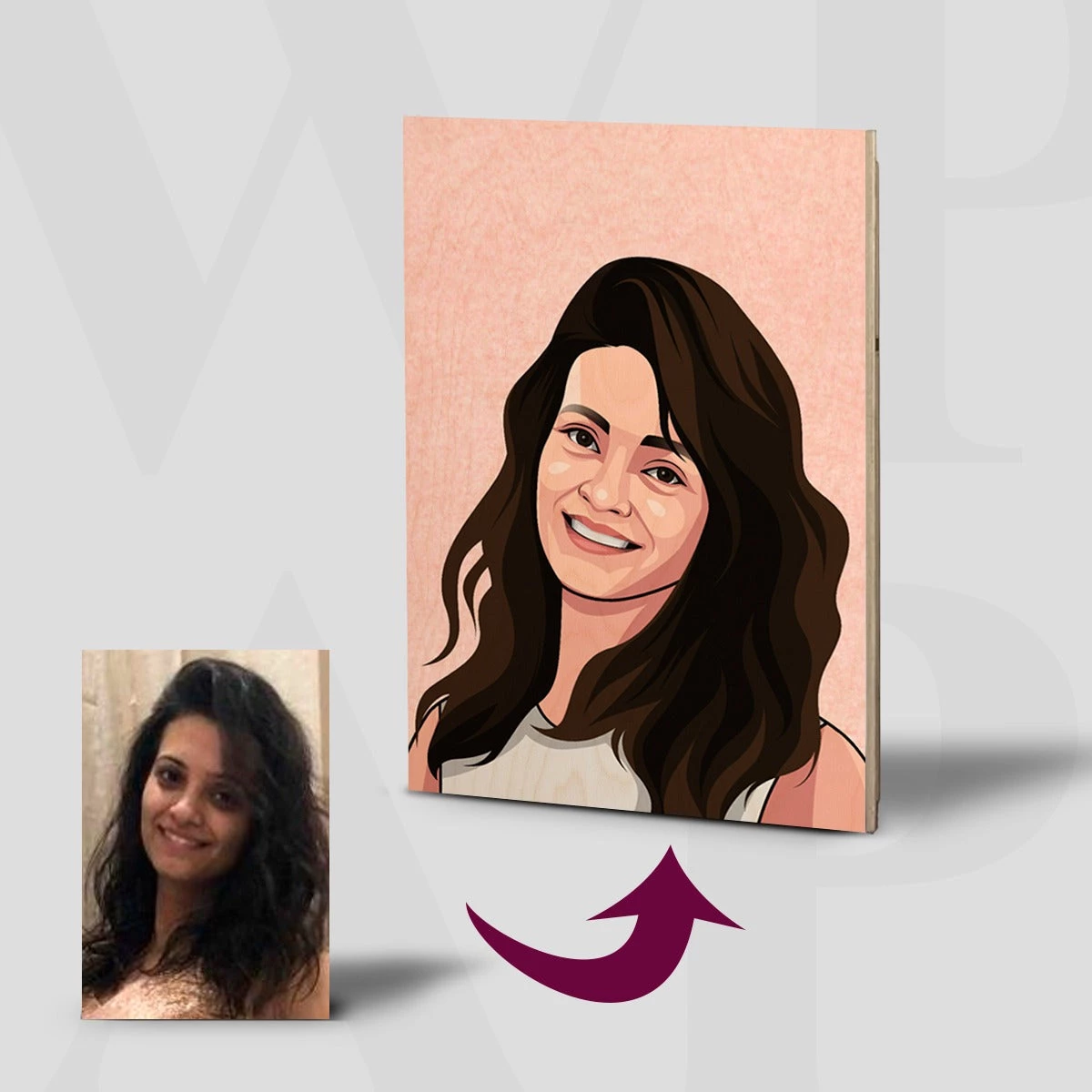 Chitra Chaya Personalized Caricature Wooden Portrait | COD Not Available