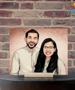 Chitra Chaya Personalized Caricature Wooden Portrait | COD Not Available