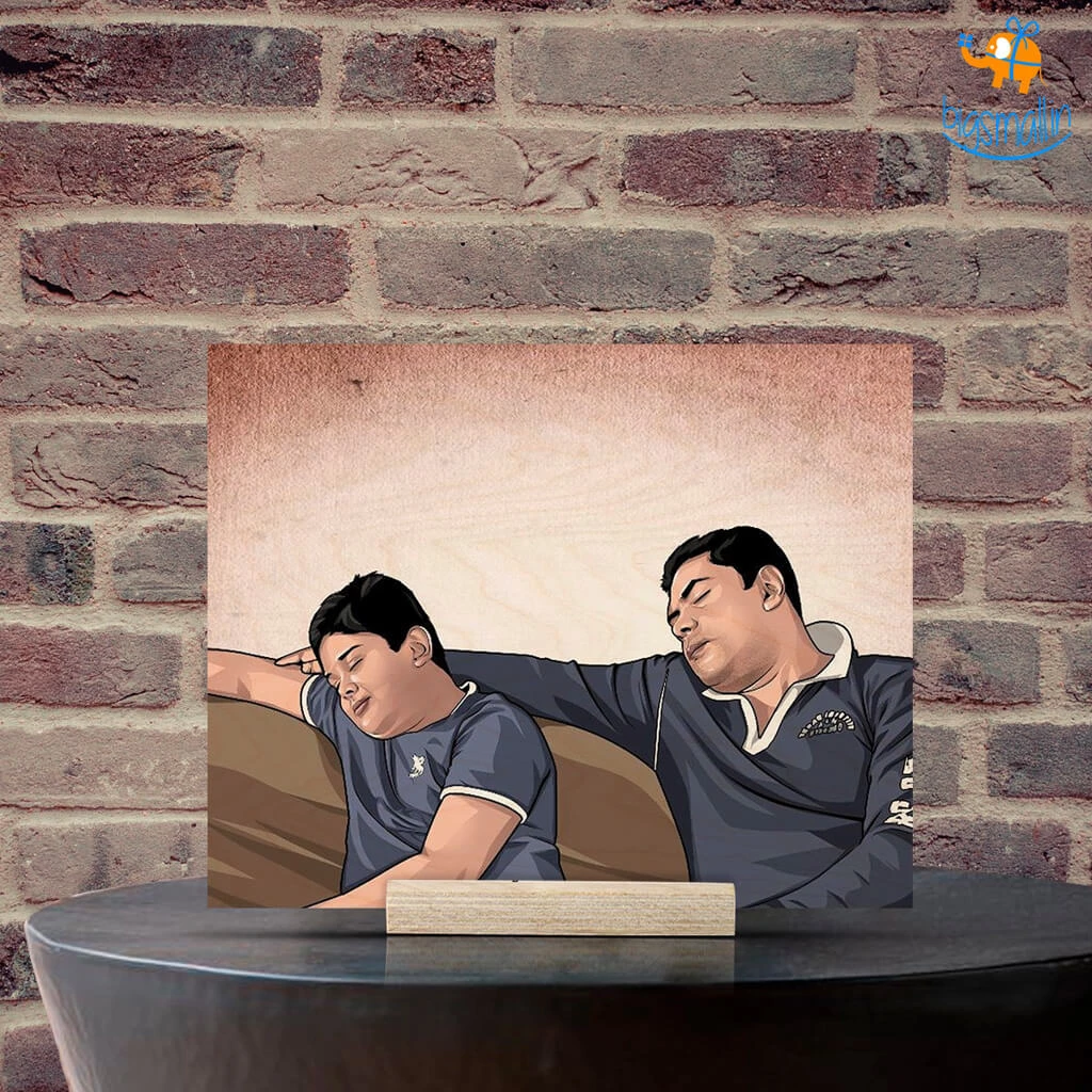 Chitra Chaya Personalized Caricature Wooden Portrait | COD Not Available