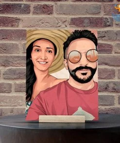 Chitra Chaya Personalized Caricature Wooden Portrait | COD Not Available