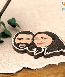 Chitra Chaya Personalized Caricature Wooden Fridge Magnet | COD Not Available