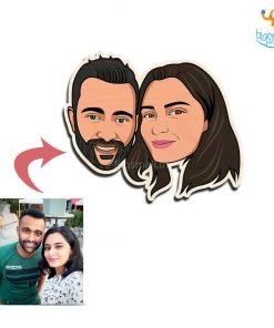 Chitra Chaya Personalized Caricature Wooden Fridge Magnet | COD Not Available