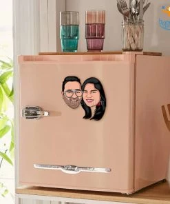 Chitra Chaya Personalized Caricature Wooden Fridge Magnet | COD Not Available