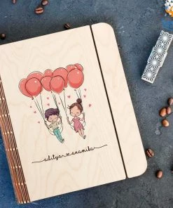 Chitra Chaya Personalized Couple Wooden Binder With Elastic Strap | COD Not Available