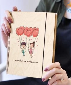 Chitra Chaya Personalized Couple Wooden Binder With Elastic Strap | COD Not Available