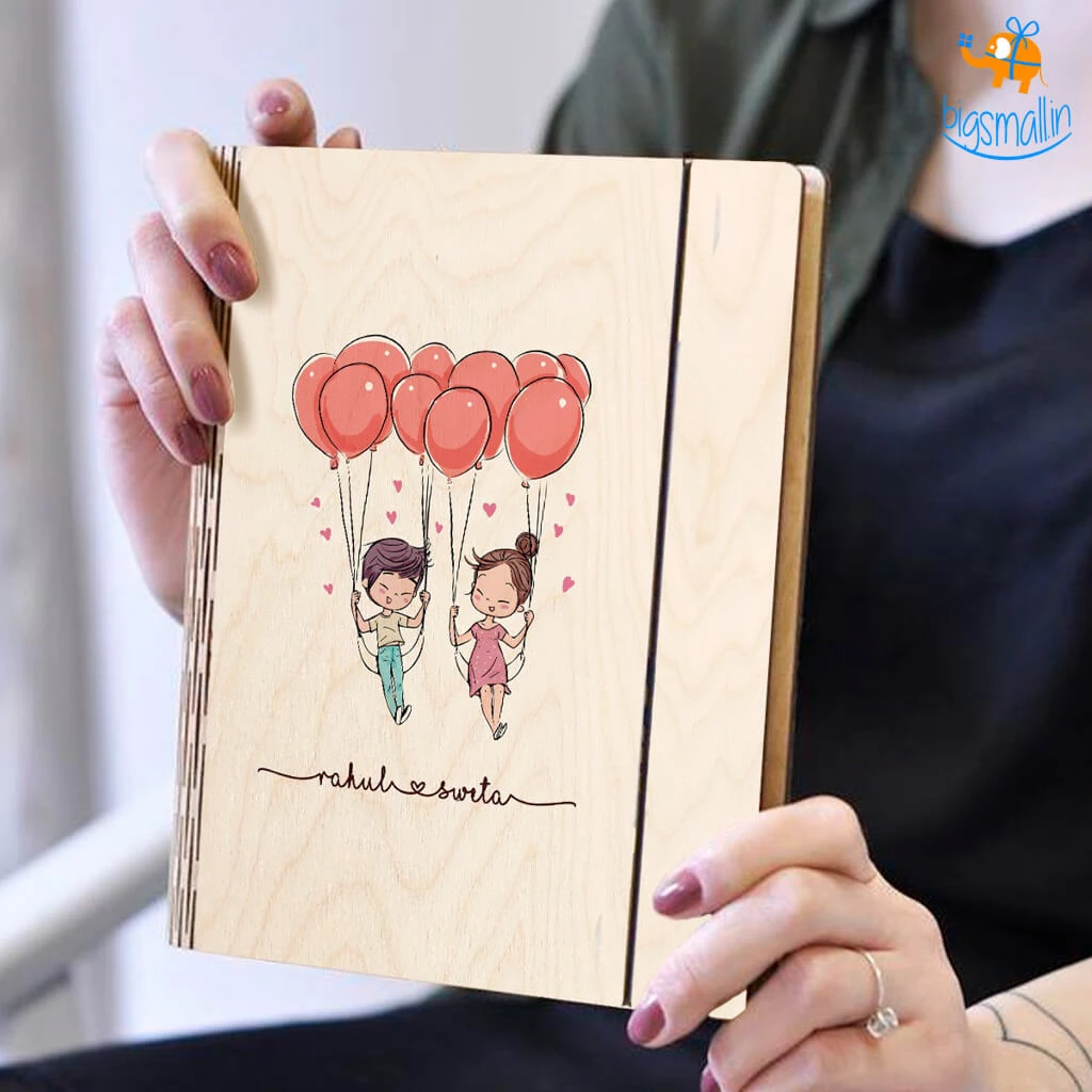Chitra Chaya Personalized Couple Wooden Binder With Elastic Strap | COD Not Available