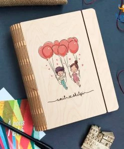 Chitra Chaya Personalized Couple Wooden Binder With Elastic Strap | COD Not Available
