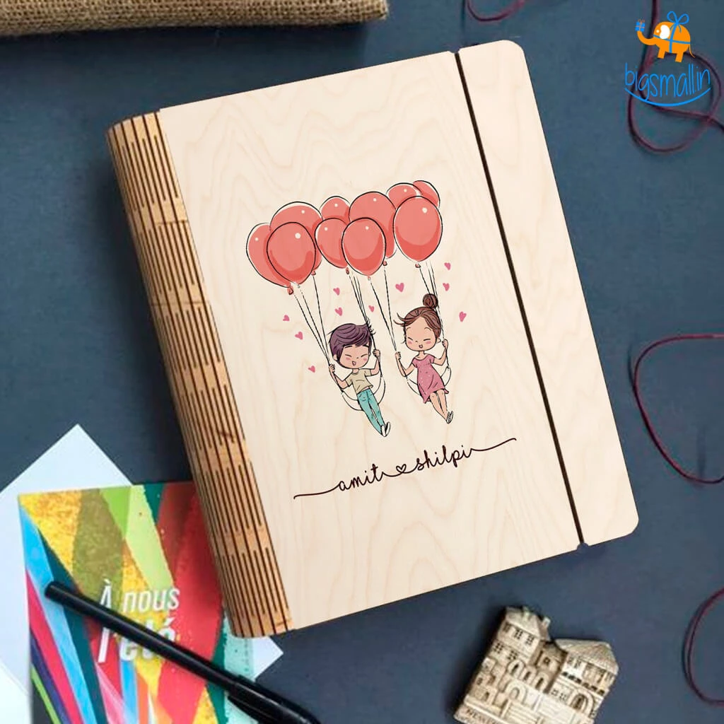 Chitra Chaya Personalized Couple Wooden Binder With Elastic Strap | COD Not Available