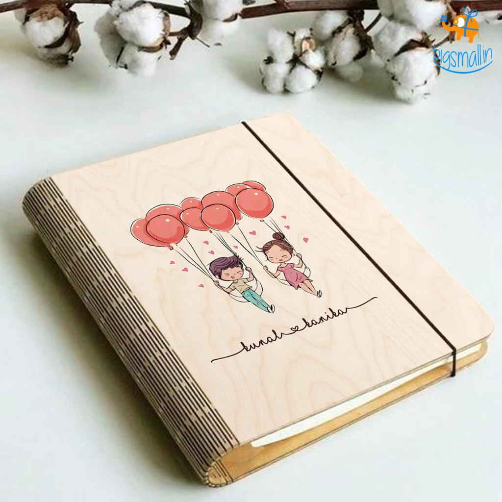 Chitra Chaya Personalized Couple Wooden Binder With Elastic Strap | COD Not Available