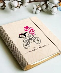 Chitra Chaya Personalized Cycling Couple Wooden Binder With Elastic Strap | COD Not Available
