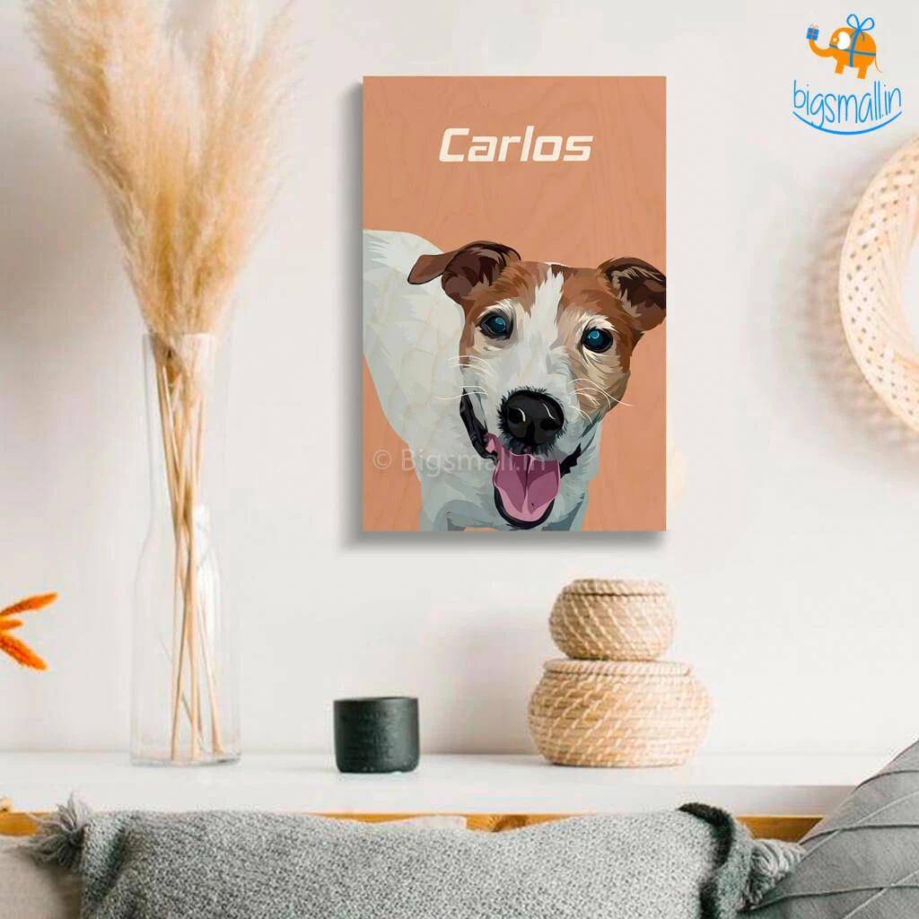Chitra Chaya Personalized Pets Caricature Wooden Portrait | COD Not Available