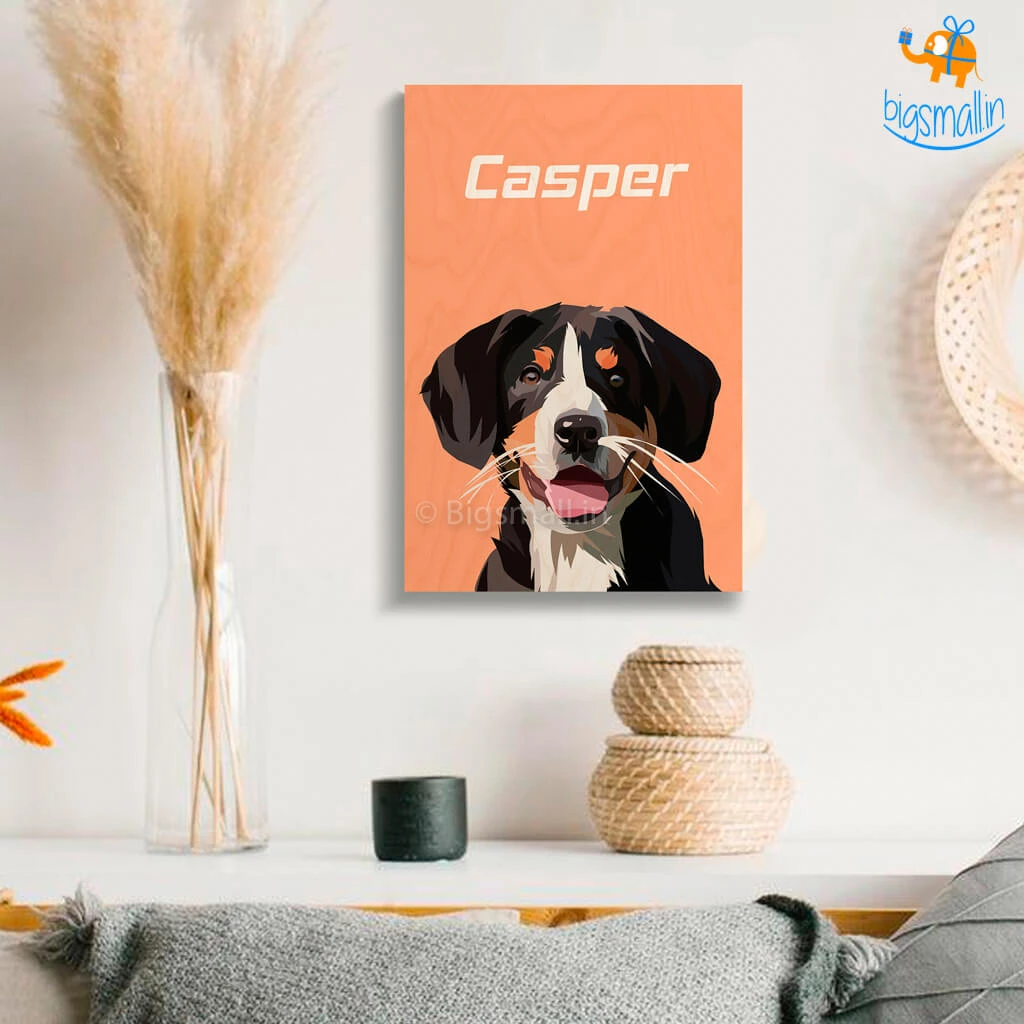 Chitra Chaya Personalized Pets Caricature Wooden Portrait | COD Not Available