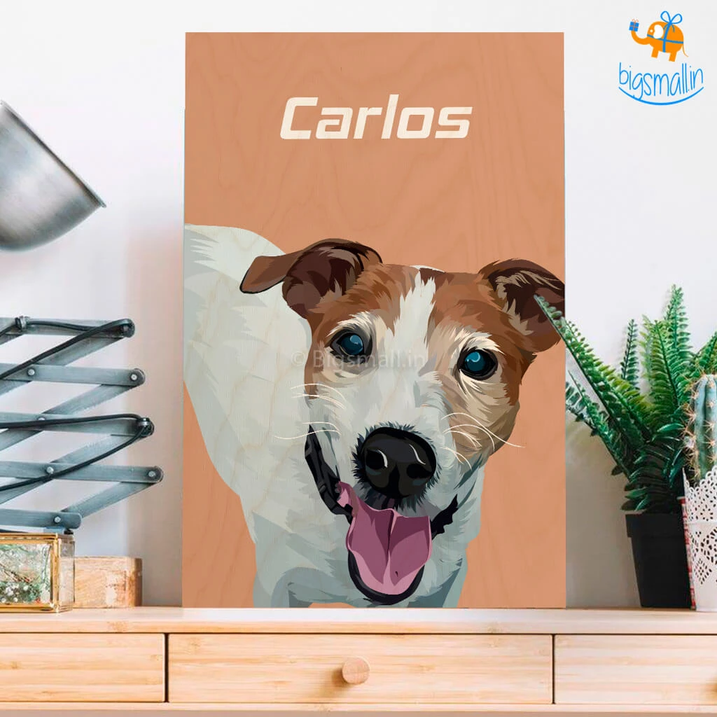 Chitra Chaya Personalized Pets Caricature Wooden Portrait | COD Not Available