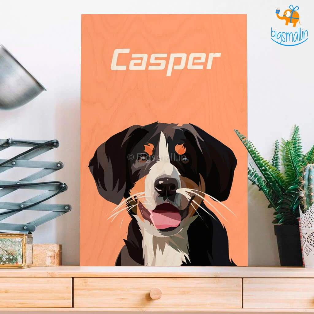 Chitra Chaya Personalized Pets Caricature Wooden Portrait | COD Not Available