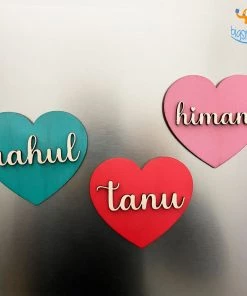 Chitra Chaya Personalized Heart Name Wooden Fridge Magnet | COD Not Available