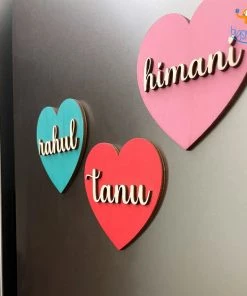 Chitra Chaya Personalized Heart Name Wooden Fridge Magnet | COD Not Available