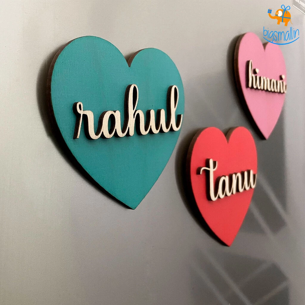Chitra Chaya Personalized Heart Name Wooden Fridge Magnet | COD Not Available