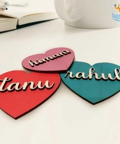 Chitra Chaya Personalized Heart Name Wooden Fridge Magnet | COD Not Available
