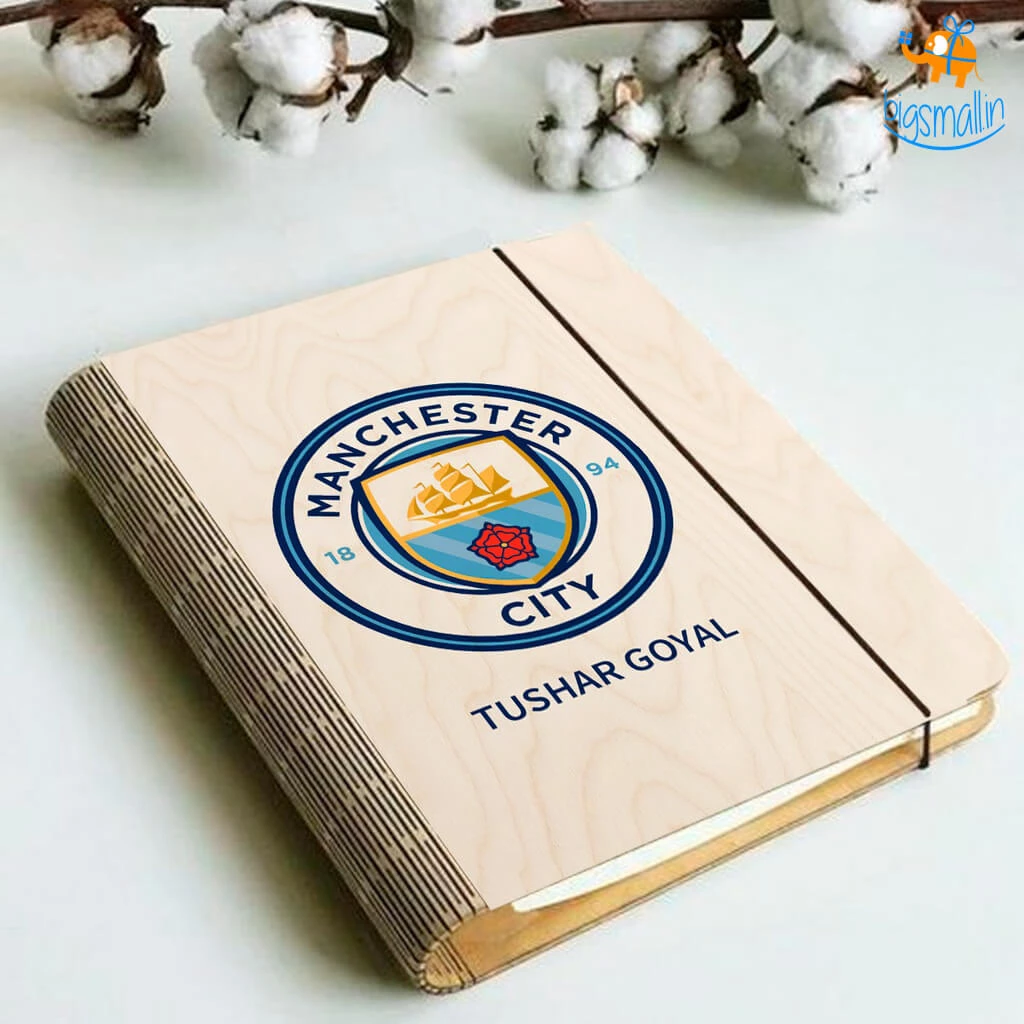 Chitra Chaya Personalized Manchester City Wooden Binder Diary | COD Not Available