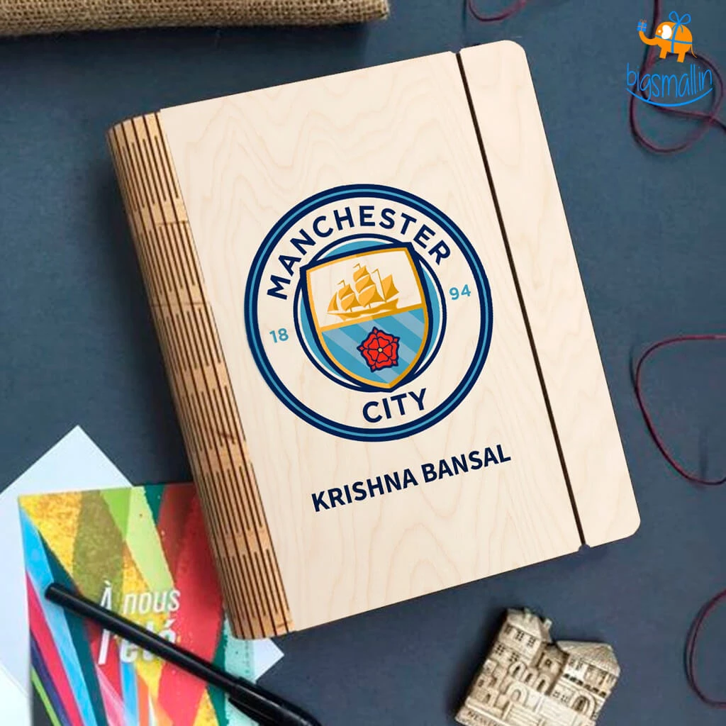 Chitra Chaya Personalized Manchester City Wooden Binder Diary | COD Not Available