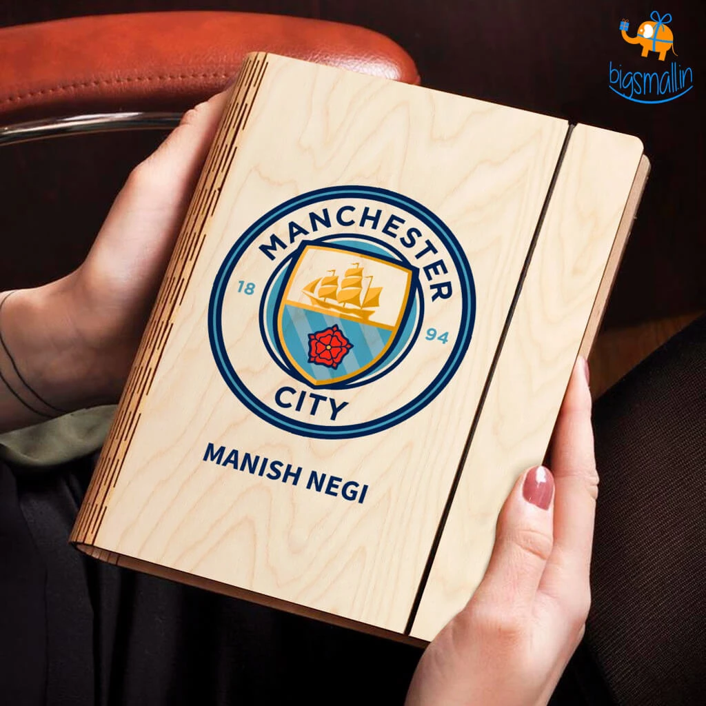 Chitra Chaya Personalized Manchester City Wooden Binder Diary | COD Not Available