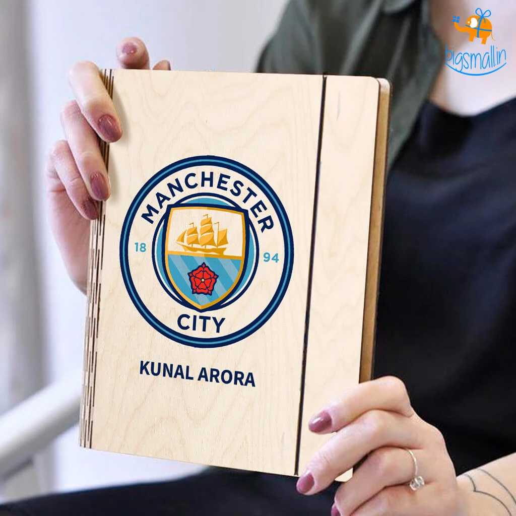 Chitra Chaya Personalized Manchester City Wooden Binder Diary | COD Not Available