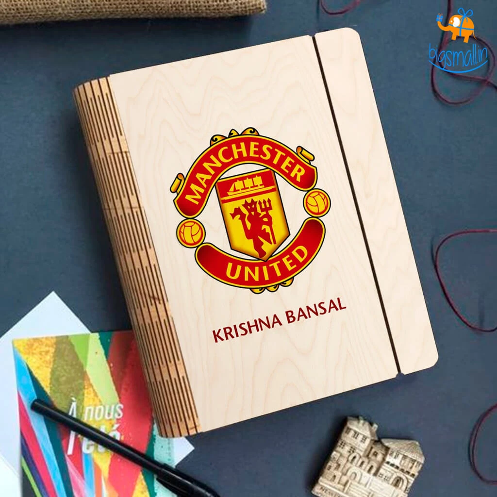 Chitra Chaya Personalized Manchester United Wooden Binder Diary | COD Not Available