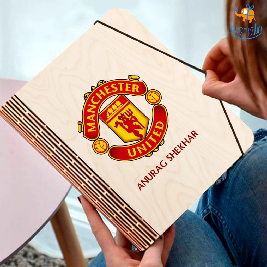 Chitra Chaya Personalized Manchester United Wooden Binder Diary | COD Not Available