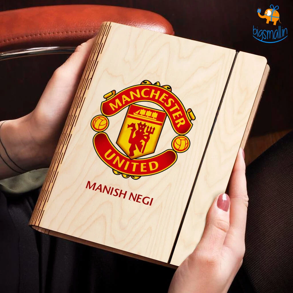 Chitra Chaya Personalized Manchester United Wooden Binder Diary | COD Not Available
