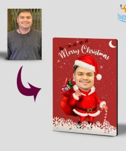 Chitra Chaya Personalized Christmas Santa Wooden Frame | COD Not Available