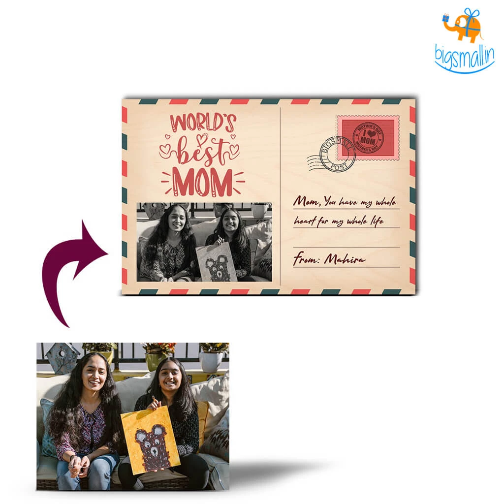 Chitra Chaya Personalized Mother's Day Wooden Postcard | COD Not Available