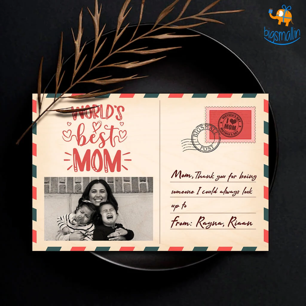 Chitra Chaya Personalized Mother's Day Wooden Postcard | COD Not Available