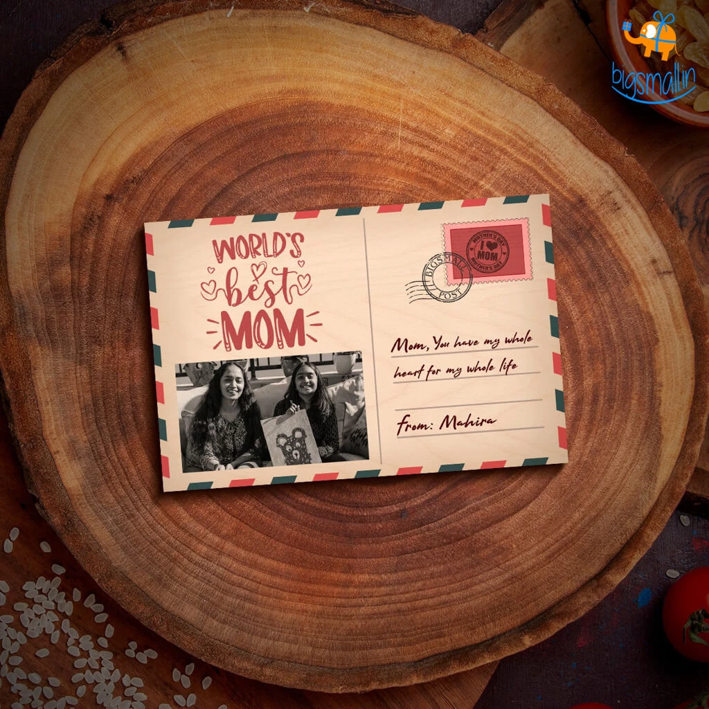 Chitra Chaya Personalized Mother's Day Wooden Postcard | COD Not Available