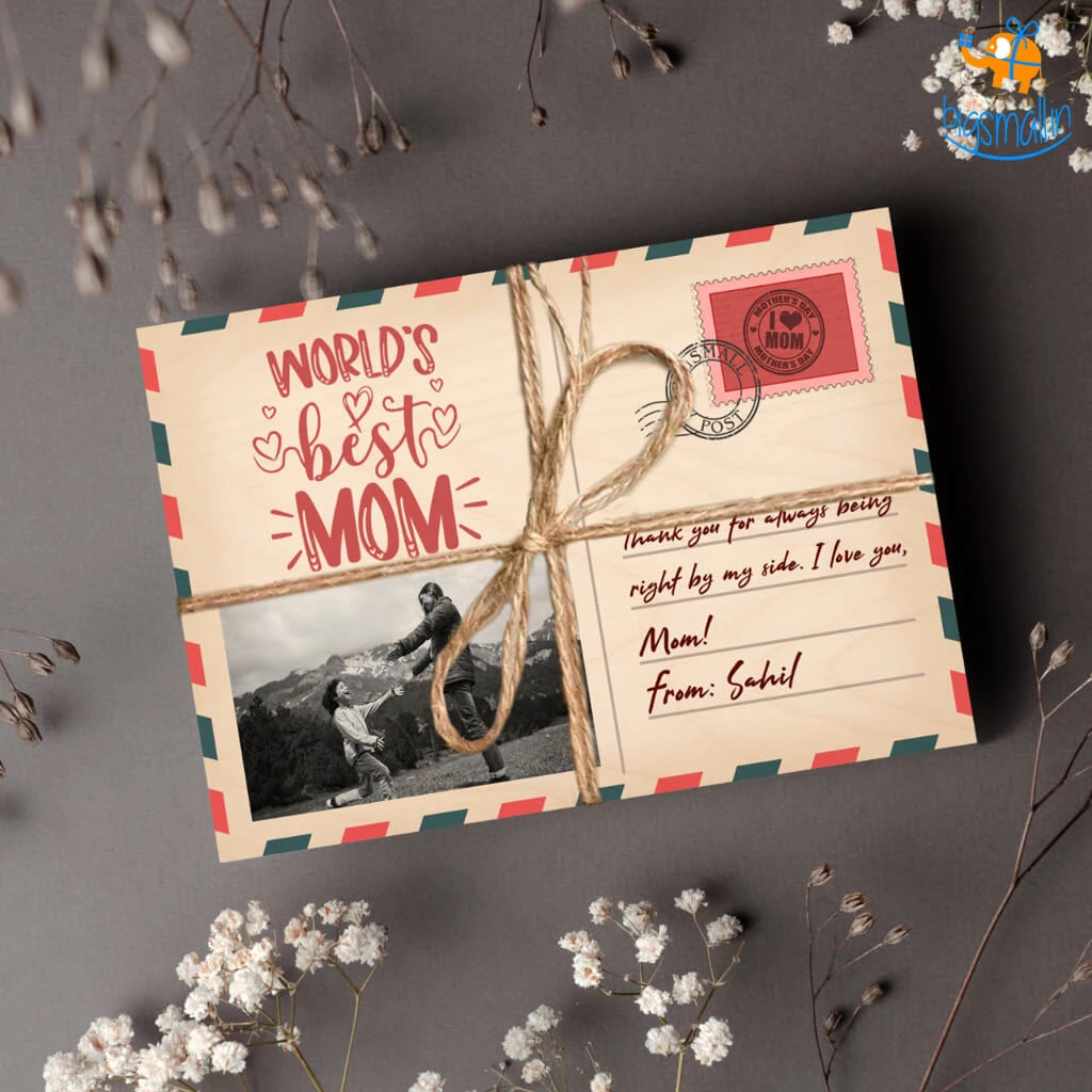 Chitra Chaya Personalized Mother's Day Wooden Postcard | COD Not Available