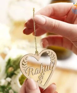 Chitra Chaya Personalized Name In A Heart Wooden Ornament | COD Not Available