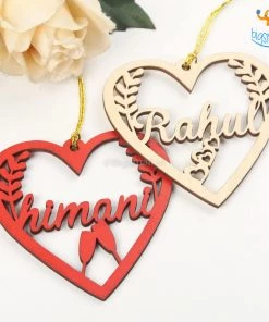 Chitra Chaya Personalized Name In A Heart Wooden Ornament | COD Not Available