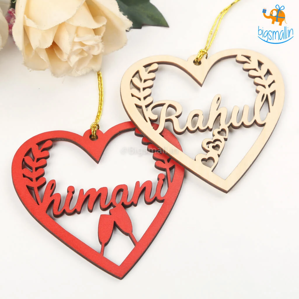 Chitra Chaya Personalized Name In A Heart Wooden Ornament | COD Not Available