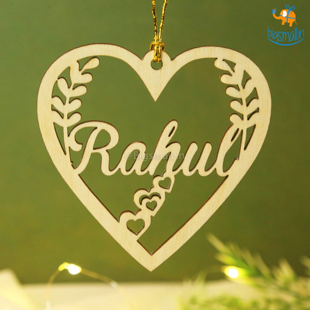 Chitra Chaya Personalized Name In A Heart Wooden Ornament | COD Not Available
