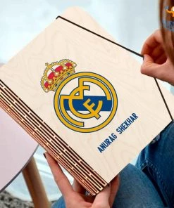 Chitra Chaya Personalized Real Madrid Wooden Binder With Elastic Strap | COD Not Available