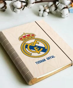 Chitra Chaya Personalized Real Madrid Wooden Binder With Elastic Strap | COD Not Available