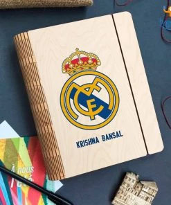 Chitra Chaya Personalized Real Madrid Wooden Binder With Elastic Strap | COD Not Available