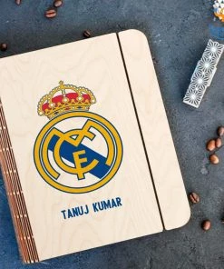 Chitra Chaya Personalized Real Madrid Wooden Binder With Elastic Strap | COD Not Available