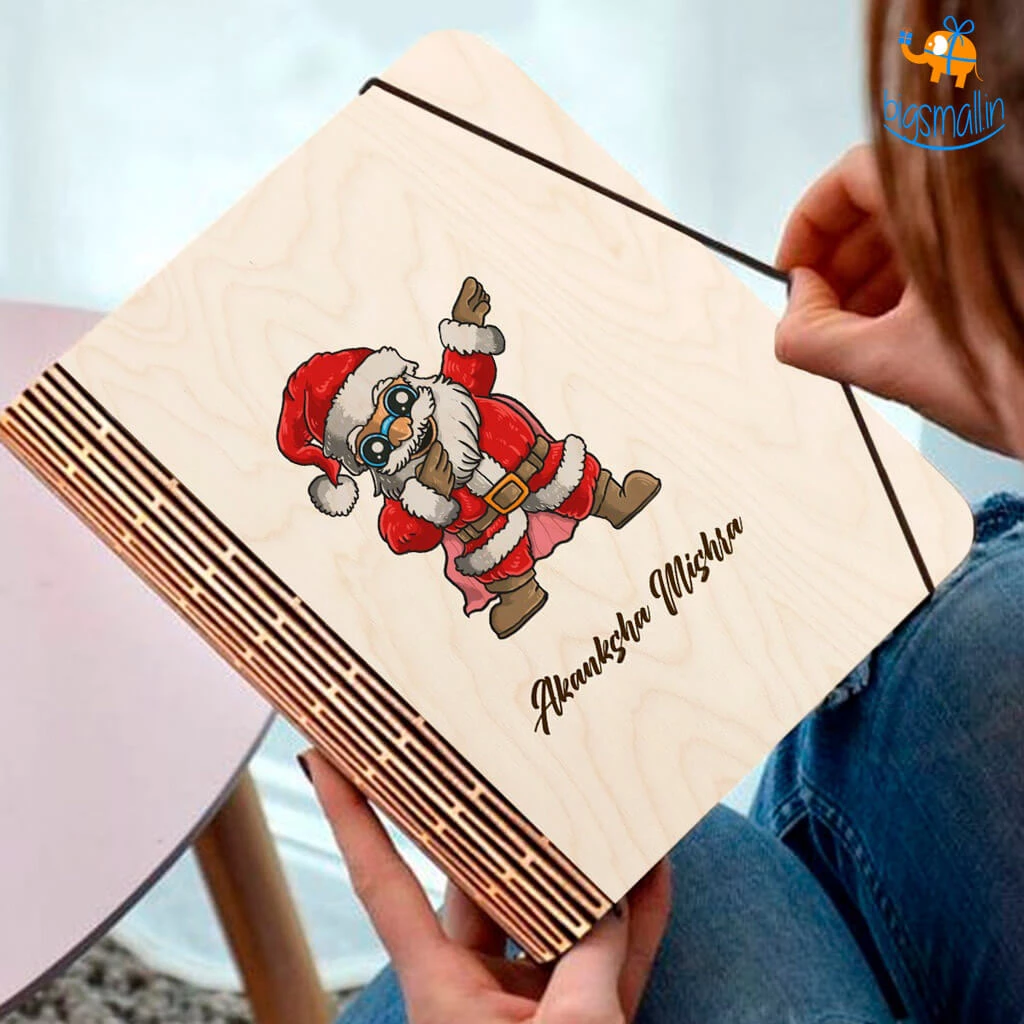 Chitra Chaya Personalized Santa Wooden Binder With Elastic Strap | COD Not Available