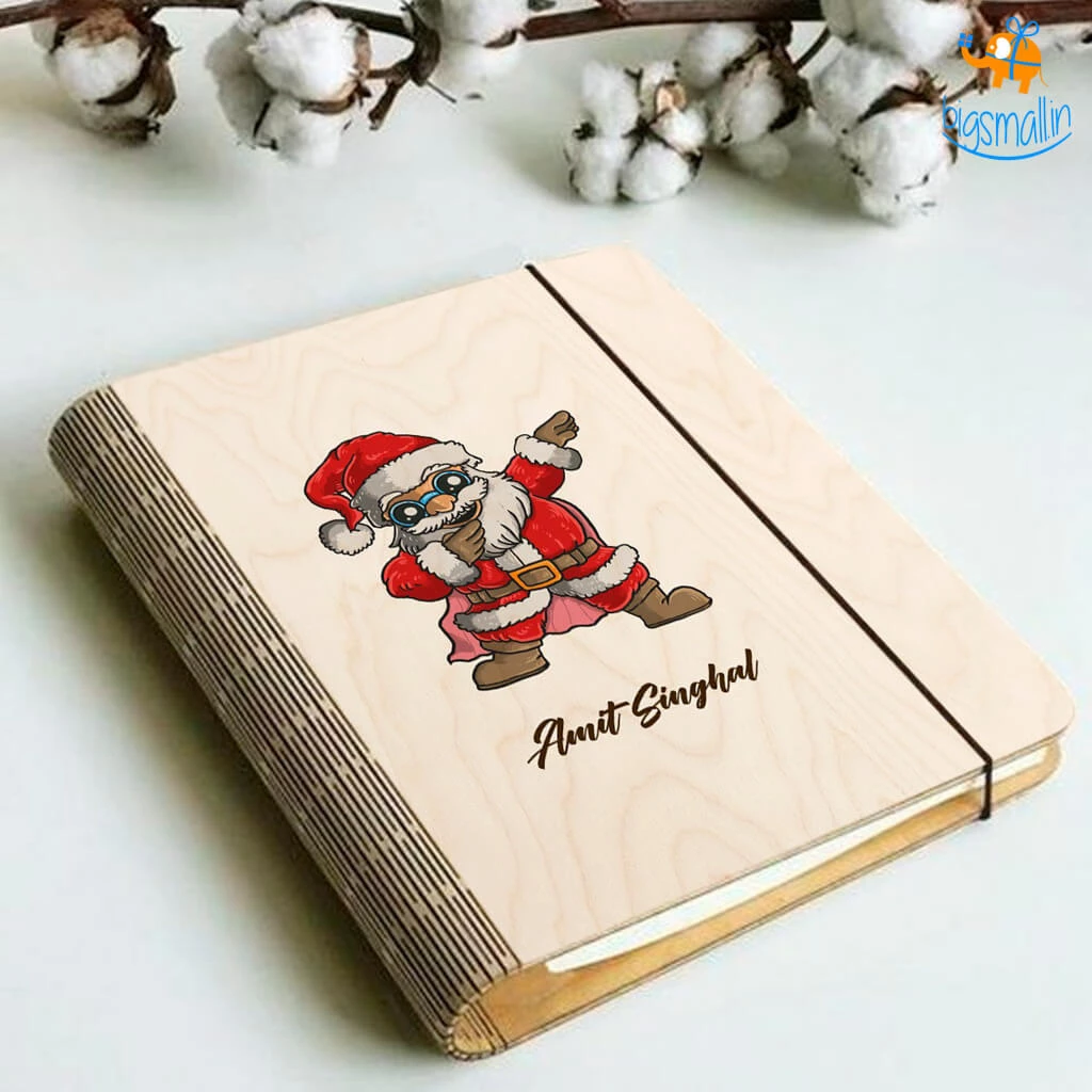 Chitra Chaya Personalized Santa Wooden Binder With Elastic Strap | COD Not Available