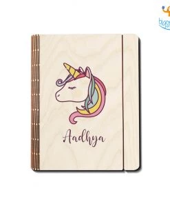 Chitra Chaya Personalized Unicorn Wooden Binder Diary | COD Not Available