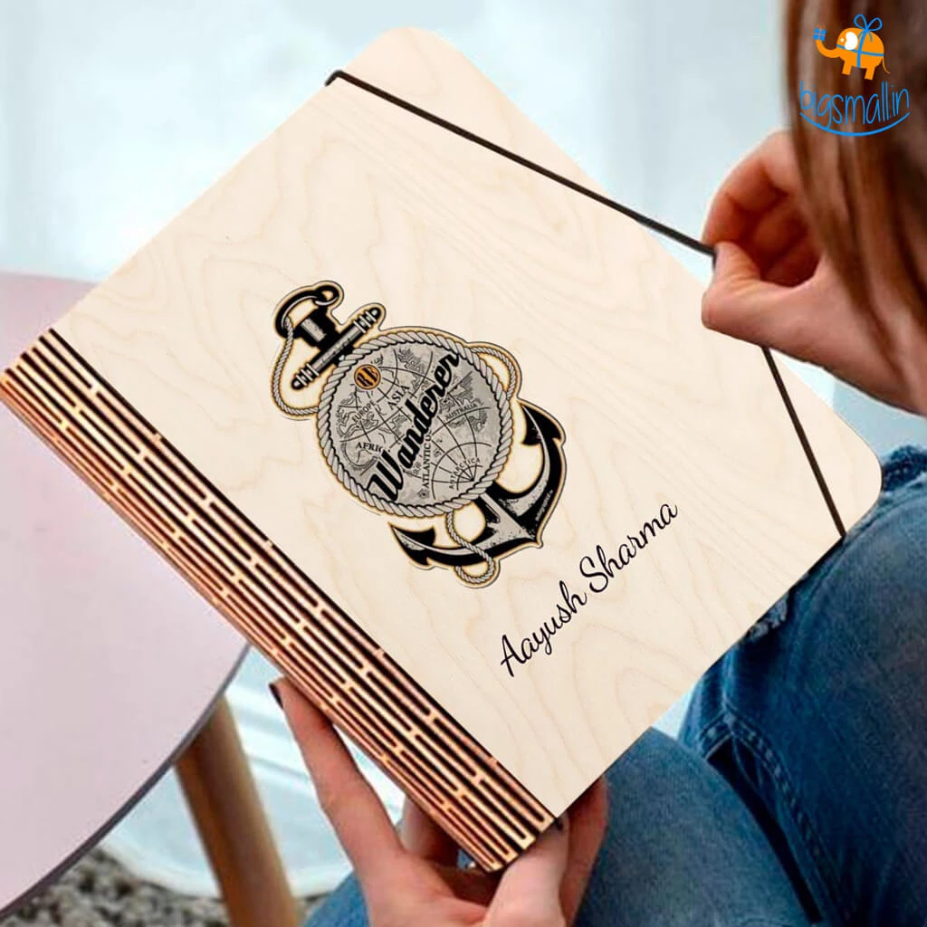 Chitra Chaya Personalized Wanderer Wooden Binder With Elastic Strap | COD Not Available