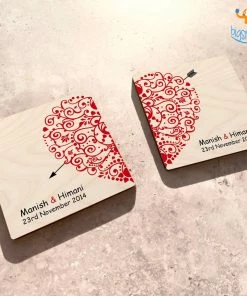 Chitra Chaya Personalized Wedding Anniversary Wooden Coasters | COD Not Available