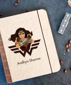 Chitra Chaya Personalized Wonder Woman Theme Wooden Binder Diary | COD Not Available